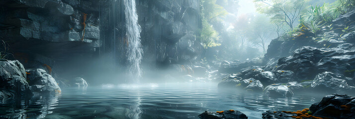 Fototapeta premium Discover Intense Energy: Volcanic Basin Hot Springs in Dramatic Landscapes Photo Realistic Stock Concept