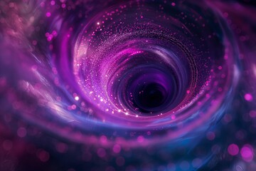 The image is a depiction of a black hole. It is a swirling vortex of dust and gas that is being pulled into the black hole.