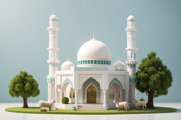 3d rendering of mosque for Eid Al Adha