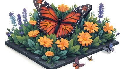 Delicate Butterfly Garden Tiles Concept for Naturalistic Decor Inspired by Festival Exhibitions