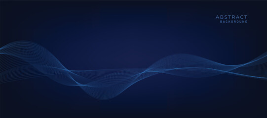 Abstract vector modern background with blue wavy lines and particles. Technology backdrop.