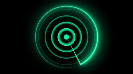 searching radar screen, technology radio waves signal. Neon light searching radar screen.