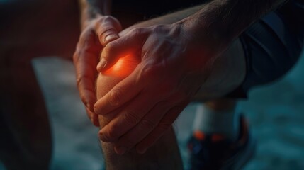 Knee paint, medicine anatomy body tibia accident, health scan treatment red, leg injury care.