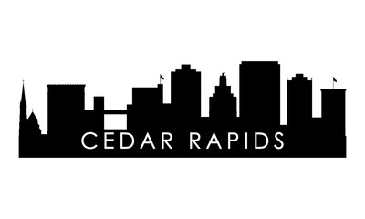 Cedar Rapids skyline silhouette. Black Cedar Rapids city design isolated on white background.