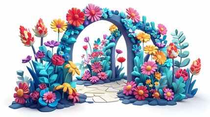 Iconic Flower Arches at Fiesta de las Flores   Flat Design Tiles Concept