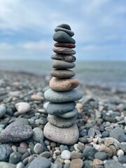 stack of stones on beach