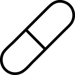 Black outline of a medicine capsule icon