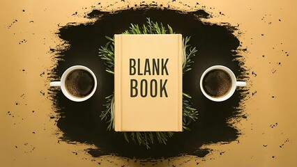 Coffee and book on a table, contrasting against a black background
