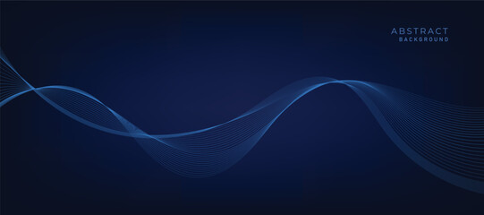 Abstract vector modern background with blue wavy lines and particles. Technology backdrop.