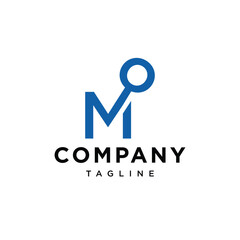 Letter M magnifying glass logo vector template