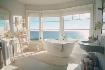 Luxurious Coastal Bathroom with Ocean View