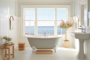 Luxurious Coastal Bathroom with Ocean View