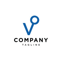 Letter V magnifying glass logo vector template