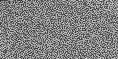 Monochrome Turing reaction background. .Linear design with biological shapes. Diffusion pattern with chaotic shapes. Abstract pattern. Turing organic wallpaper background Vector illustration.