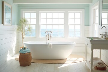 Luxurious Coastal Bathroom with Ocean View
