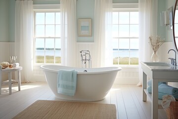 Luxurious Coastal Bathroom with Ocean View
