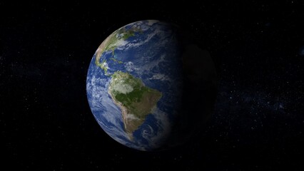 Planet earth with star. A beauty wide shot of the Earth slowly rotation in space.