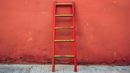 Red Ladder Symbol for Future Progress and Business Transformation