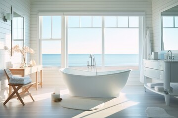 Luxurious Coastal Bathroom with Ocean View
