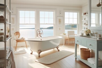 Luxurious Coastal Bathroom with Ocean View