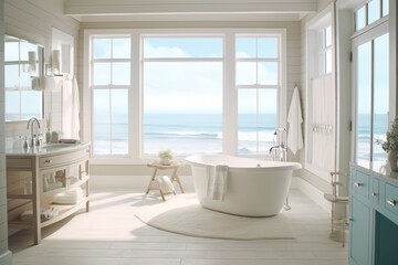 Luxurious Coastal Bathroom with Ocean View