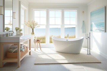 Luxurious Coastal Bathroom with Ocean View