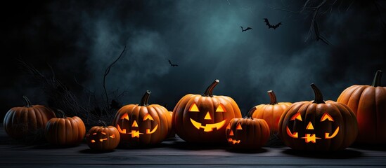 Black background with a Halloween themed text in isolation providing ample copy space for additional elements or customization