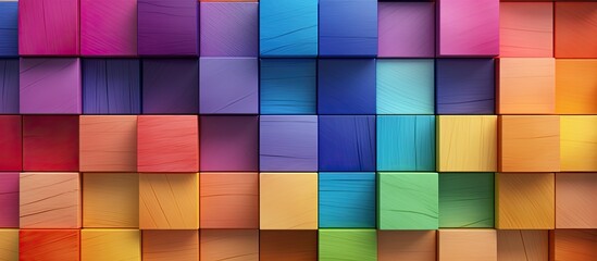 A diverse group of colorful wooden blocks forms a spectrum making it an ideal background image or cover for something creative. Copyspace image
