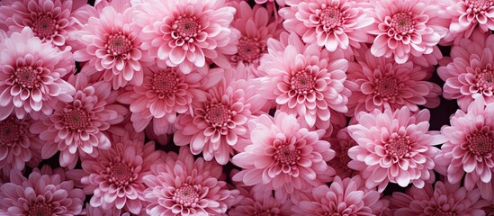 A close up image of chrysanthemums with a pink floral background providing plenty of copy space