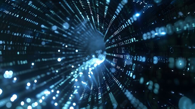 Captivating Digital Tunnel of Floating Numerical Data Streams in Technological Landscape