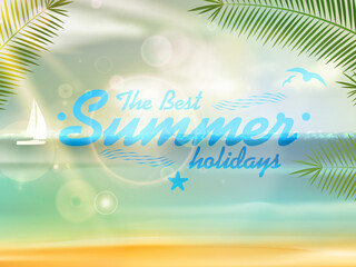 Fototapeta na wymiar Beautiful Summer Holidays Seaside View Poster. EPS10