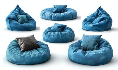 Dark Blue Beanbag Set with Transparent Cutout