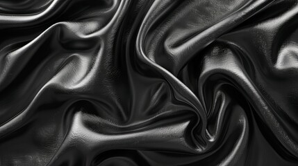 Obraz premium Black silk fabric with folds background