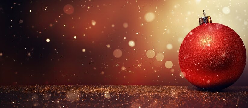A festive background with a Christmas ball perfect for a greeting card with space for adding text or images. Copyspace image
