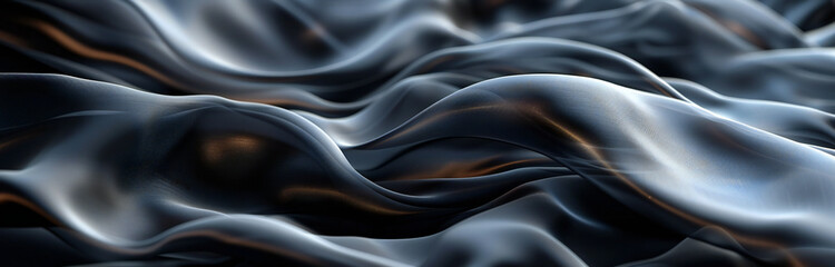 Floating Black Silk Satin Fabric