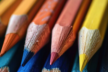 Colored pencils close-up. Generated by artificial intelligence