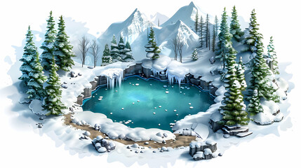 Winter Hot Springs Wonderland: Snowy Landscapes Frame Steaming Hot Springs for a Unique Winter Escape