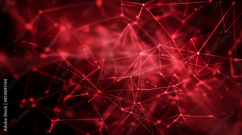 Poster a red background with many lines and dots