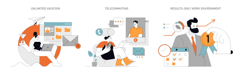 Hybrid Work Models Vector illustration