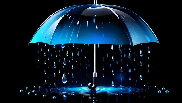 raindrops and umbrellas on black background