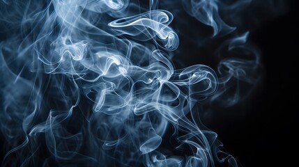 A blue smoke cloud with a black background. The smoke is thick and billowing, creating a sense of movement and energy. The image evokes a feeling of excitement and intensity