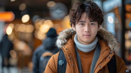 Japanese teen entrepreneur conducting market research for his new tech startup