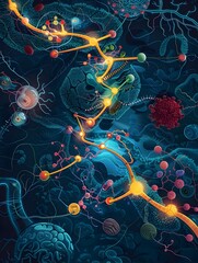 Cellular Process with Energetic Molecules and Interconnected Reactions