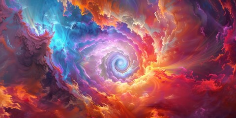 Space dusk nebula color gradient purple blue and pink cloud starry galaxy background illustration.	