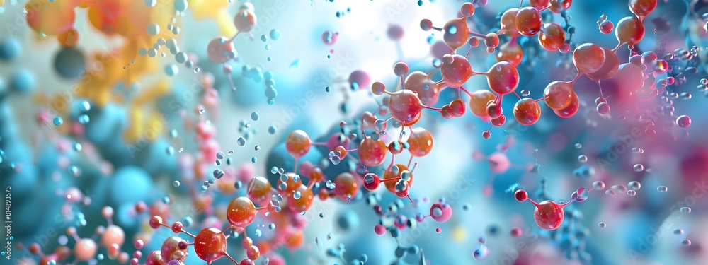 Poster vibrant 3d infographic comparing cellular macromolecular structures and functions