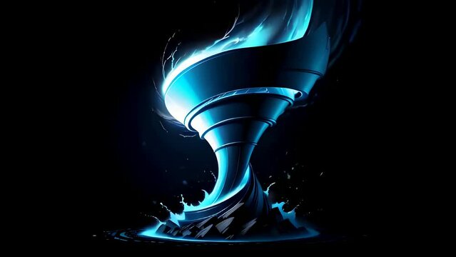tornado illustration animation on black background