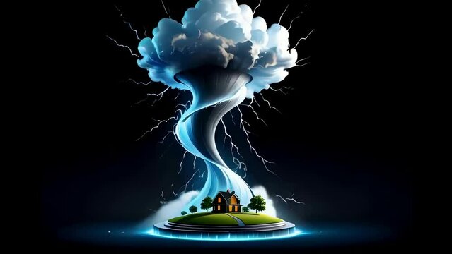 tornado illustration animation on black background