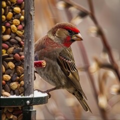 Finch Pecking Seeds