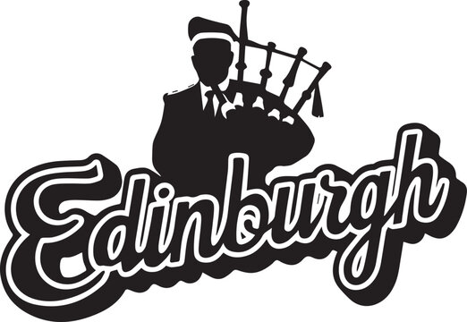 Edinburgh Bagpiper Silhouette