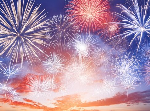 Fireworks on the sky. Celebration of Independence Day. United States Holiday.